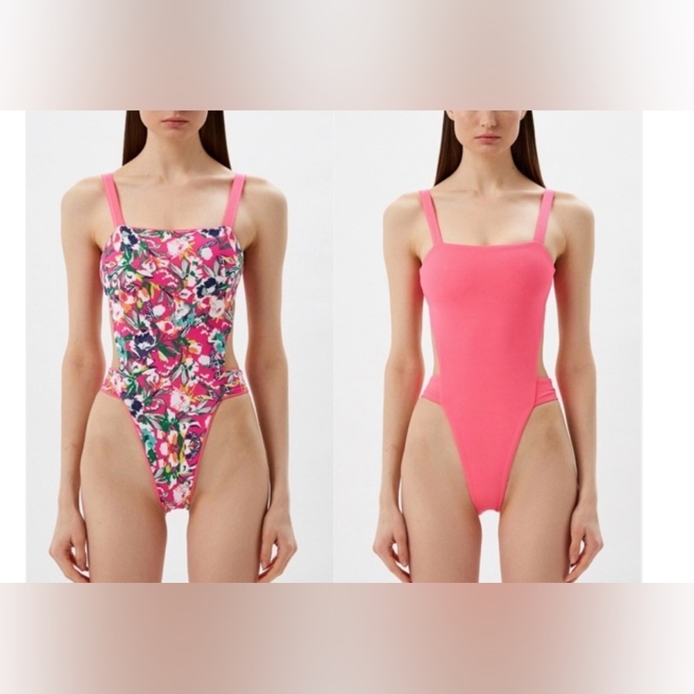 NWT Maaji Pink Floral & Solid One-Piece Swimsuits